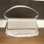 Square Box Women Top-Handle Bag Crocodile Pattern Shoulder Bags Simple Design Handbag Purse Wallet Leather