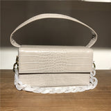 Square Box Women Top-Handle Bag Crocodile Pattern Shoulder Bags Simple Design Handbag Purse Wallet Faux Leather