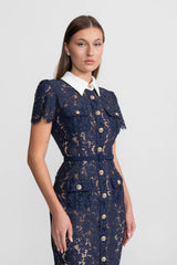 Cleo | Floral Lace Belted Midi Dress