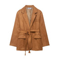 women's suede blazer coat