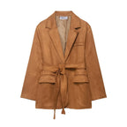women's suede blazer coat
