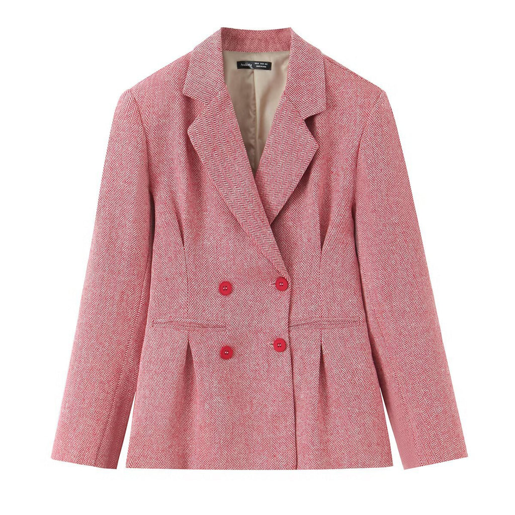 Chic Women's Herringbone Blazer Jacket