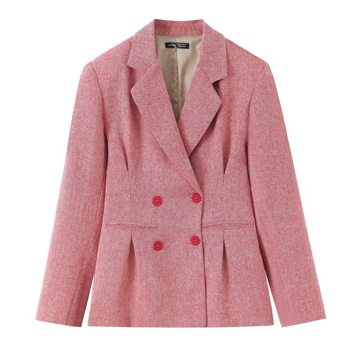 Chic Women's Herringbone Blazer Jacket
