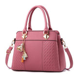 Women Handbags Tassel PU Totes Bag Top-handle Embroidery Crossbody Bag Shoulder Bag Lady Simple Style Hand Bags