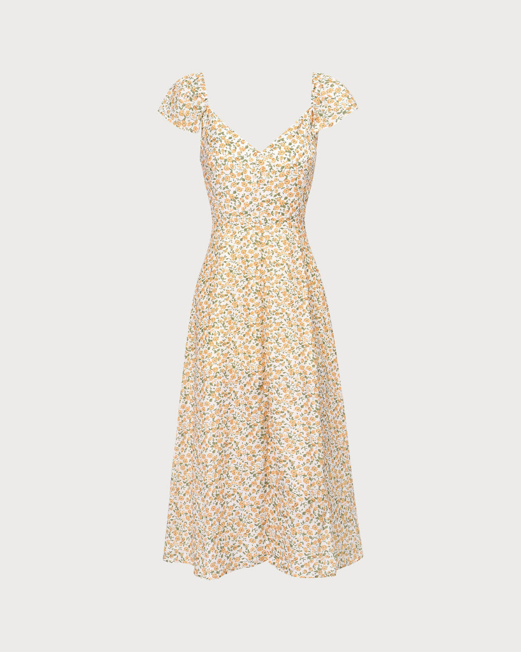 Isolde | V-Neck Floral Side Slit Midi Dress