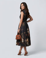 Paloma | High Neck Keyhole Floral Pleated Midi Dress