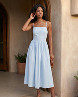 Noor | Spaghetti Strap Lace-Up Midi Dress