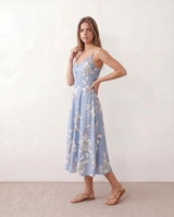 Xenia | Spaghetti Strap Floral Midi Dress