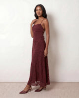Willa | Floral Lace-Up Spaghetti Strap Maxi Dress