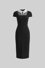 Pia | Cap Sleeve Lace Collar Midi Dress