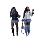 Fashion Casual Women's Patchwork Denim Blazer Coat
