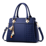 Women Handbags Tassel PU Totes Bag Top-handle Embroidery Crossbody Bag Shoulder Bag Lady Simple Style Hand Bags