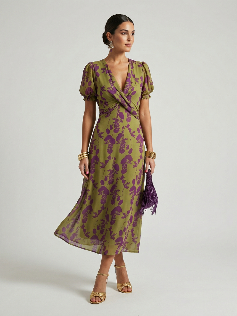 Elena | Relaxed Floral Print Midi Dress