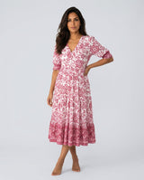 Kinsley | V-Neck Floral Print Midi Dress