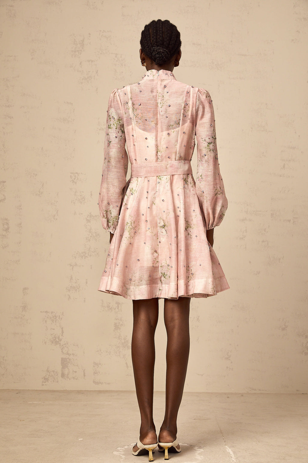 Ellie | Crystal Embellished Floral Print Mini Dress