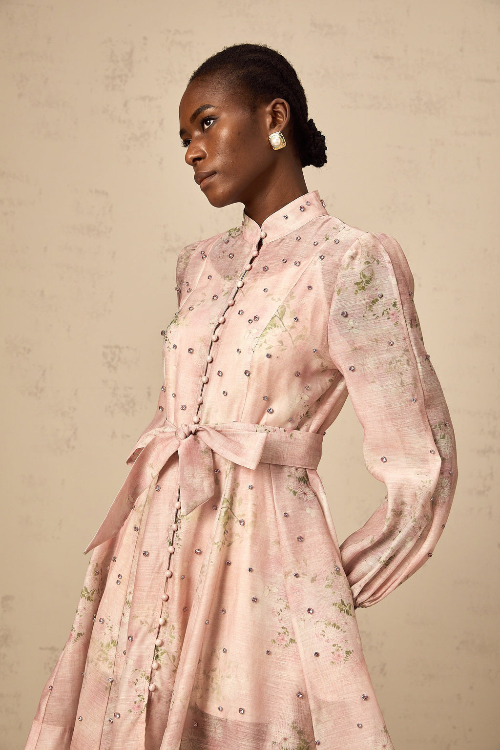 Ellie | Crystal Embellished Floral Print Mini Dress
