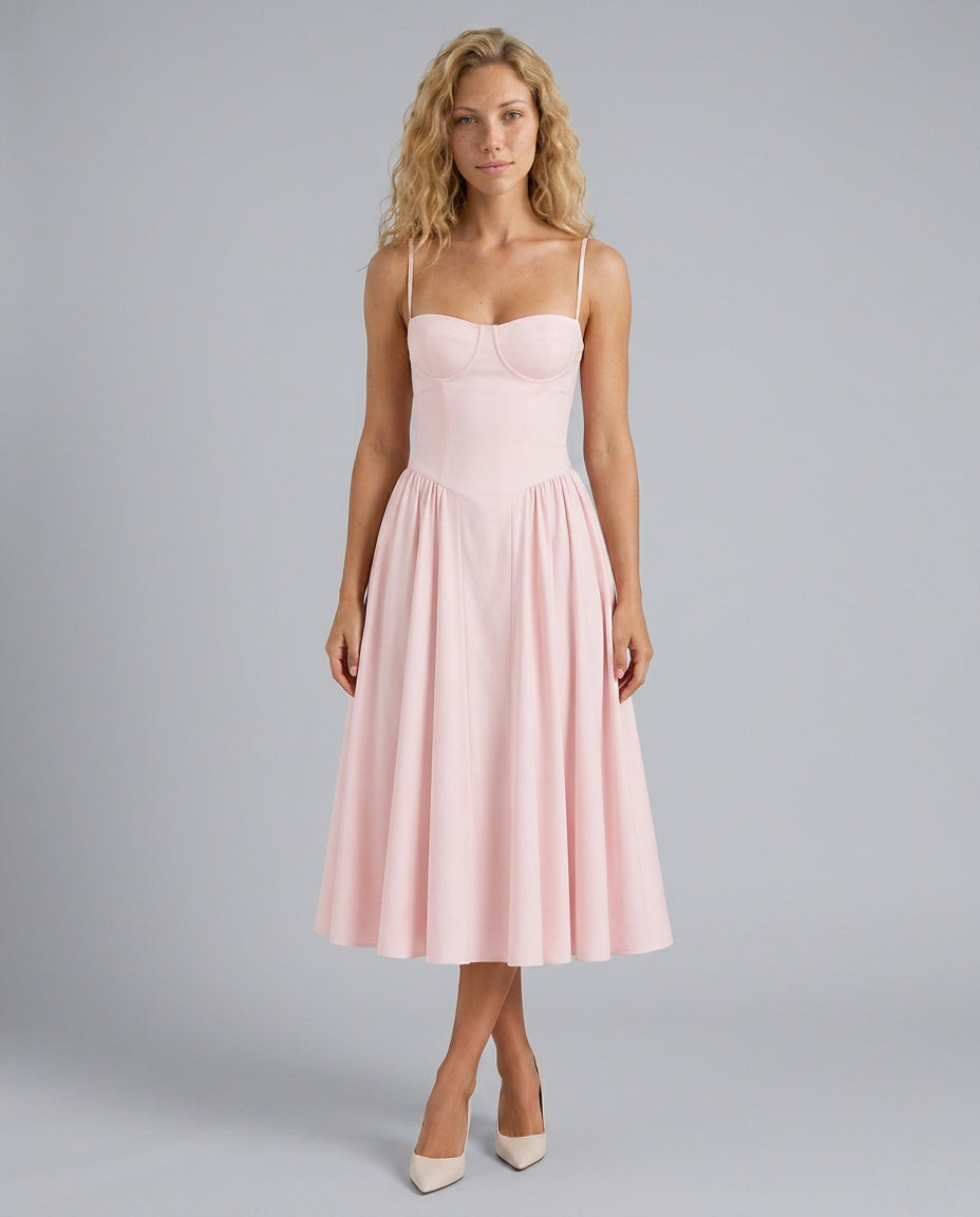 Valeria | Floral Corset Midi Dress