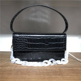 Square Box Women Top-Handle Bag Crocodile Pattern Shoulder Bags Simple Design Handbag Purse Wallet Faux Leather