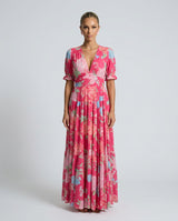 Josie | Short Sleeve V-Neck Floral Midi Dress