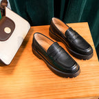 Ladies Loafers Genuine Leather British Style Platform Women's Shoes Large Size Fashion Girls Spring Shoes