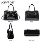 Fashion Women Handbags Tassel PU Leather Totes Bag Top-handle Embroidery Bag Shoulder Bag Lady Simple Style Crocodile Pattern