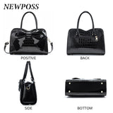 Fashion Women Handbags Tassel PU Totes Bag Top-handle Embroidery Bag Shoulder Bag Lady Simple Style Crocodile Pattern