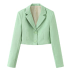 Pure Color Long Sleeve Short Blazer Jacket