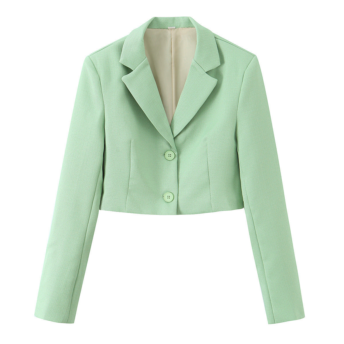 Pure Color Long Sleeve Short Blazer Jacket