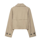Casual Double-Breasted Short Trench Coat for Women