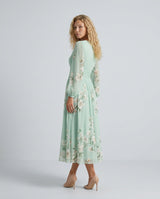 Aurelia | Long Sleeve Floral Midi with Pleated Skirt
