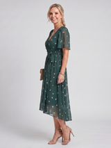 Hazel | Flutter Sleeve Gathered Waist Floral Midi Dress
