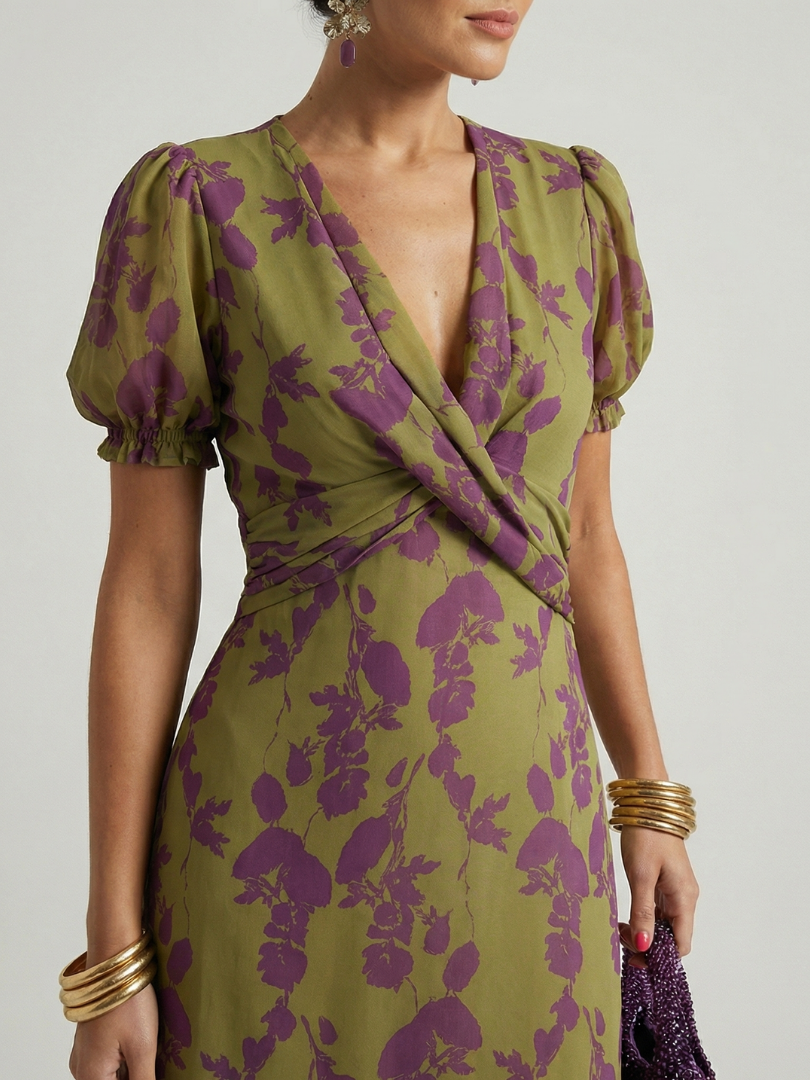 Elena | Relaxed Floral Print Midi Dress