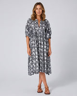 Selene | Floral Print Boho Midi Dress