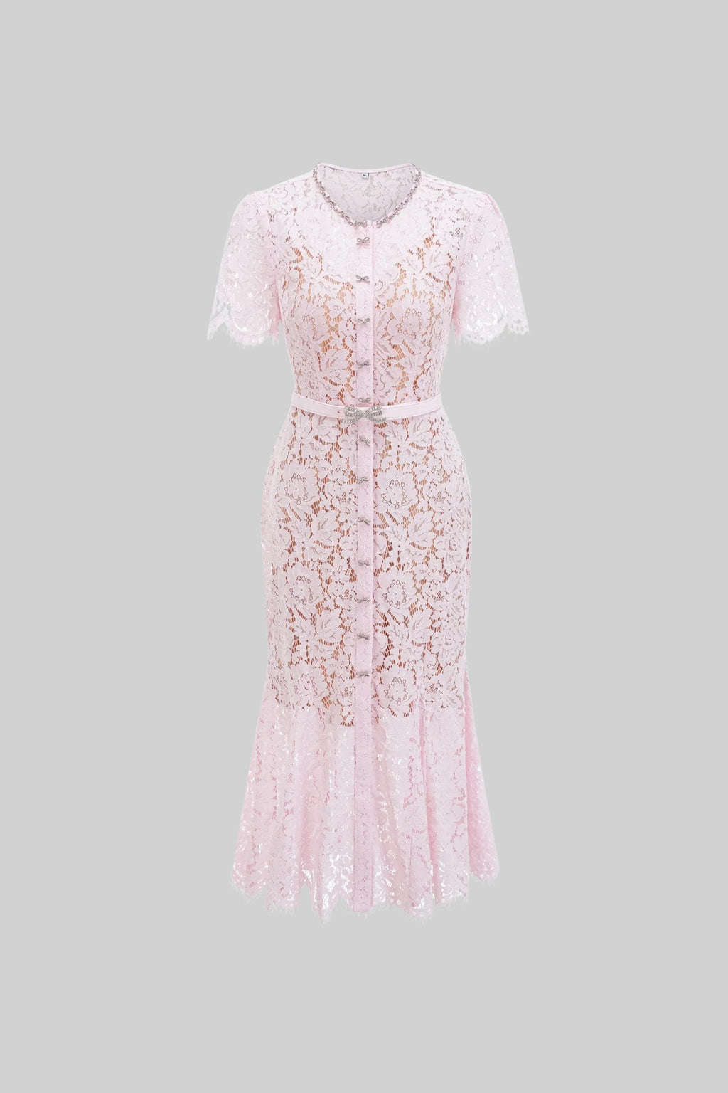 Bianca | Floral Lace Button-Front Midi Dress