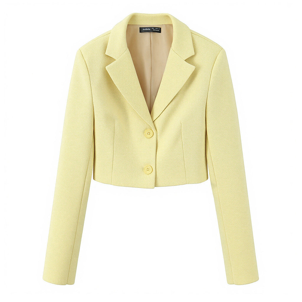 Pure Color Long Sleeve Short Blazer Jacket