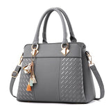 Women Handbags Tassel PU Totes Bag Top-handle Embroidery Crossbody Bag Shoulder Bag Lady Simple Style Hand Bags