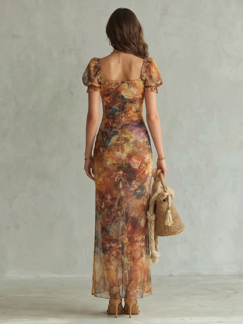 Ada | Watercolour Floral Ruched Midi Dress