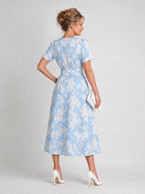 Jimena | Floral Print Short Sleeve V-Neck Midi Dress