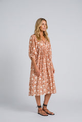 Selene | Floral Print Boho Midi Dress