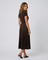 Gabriela | Pleated Collared Wool-Blend Midi Dress
