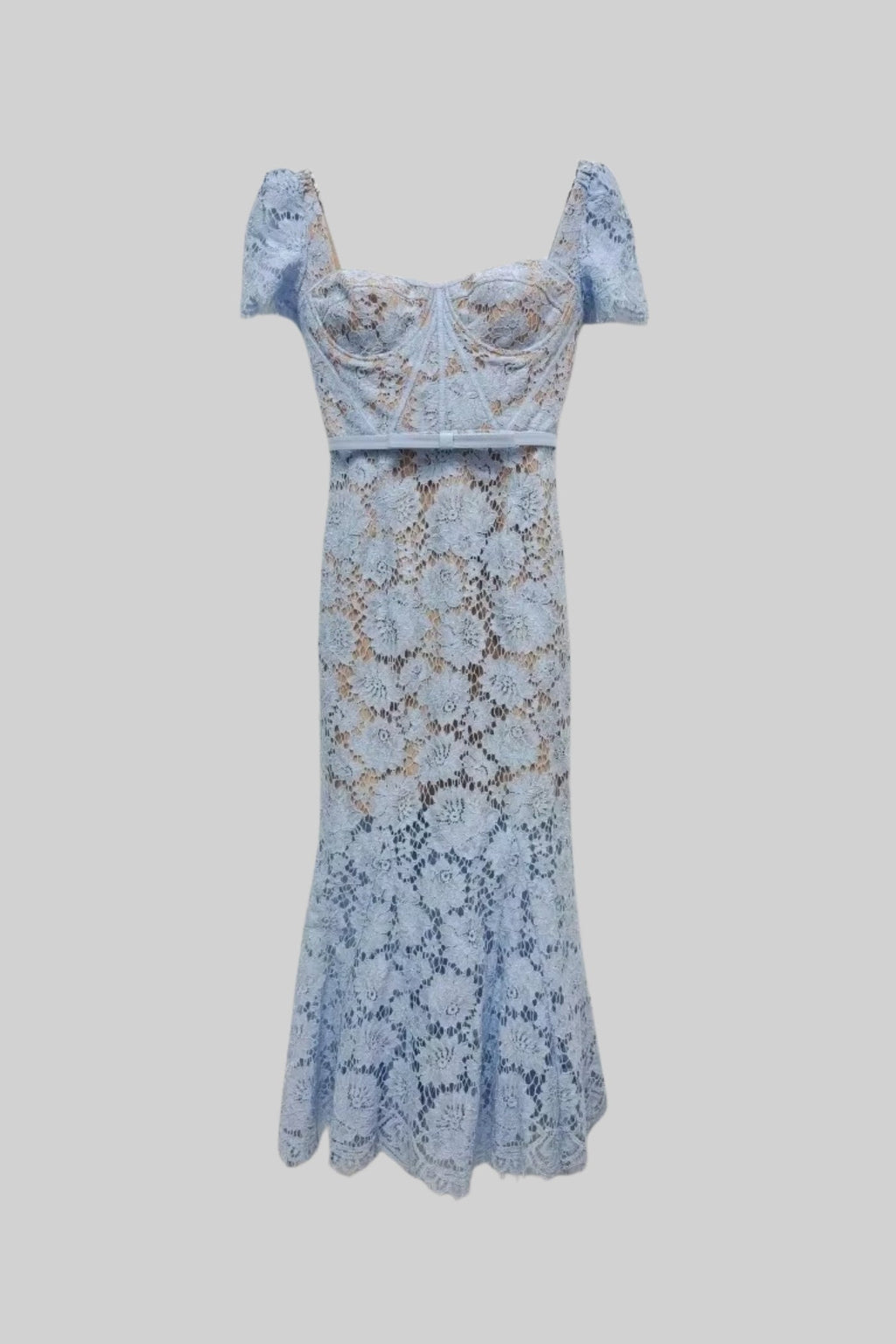 Sienna | Short Sleeve Lace Belted Midi Dress