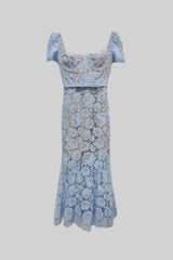 Sienna | Short Sleeve Lace Belted Midi Dress