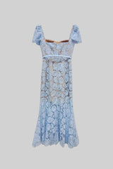 Sienna | Short Sleeve Lace Belted Midi Dress