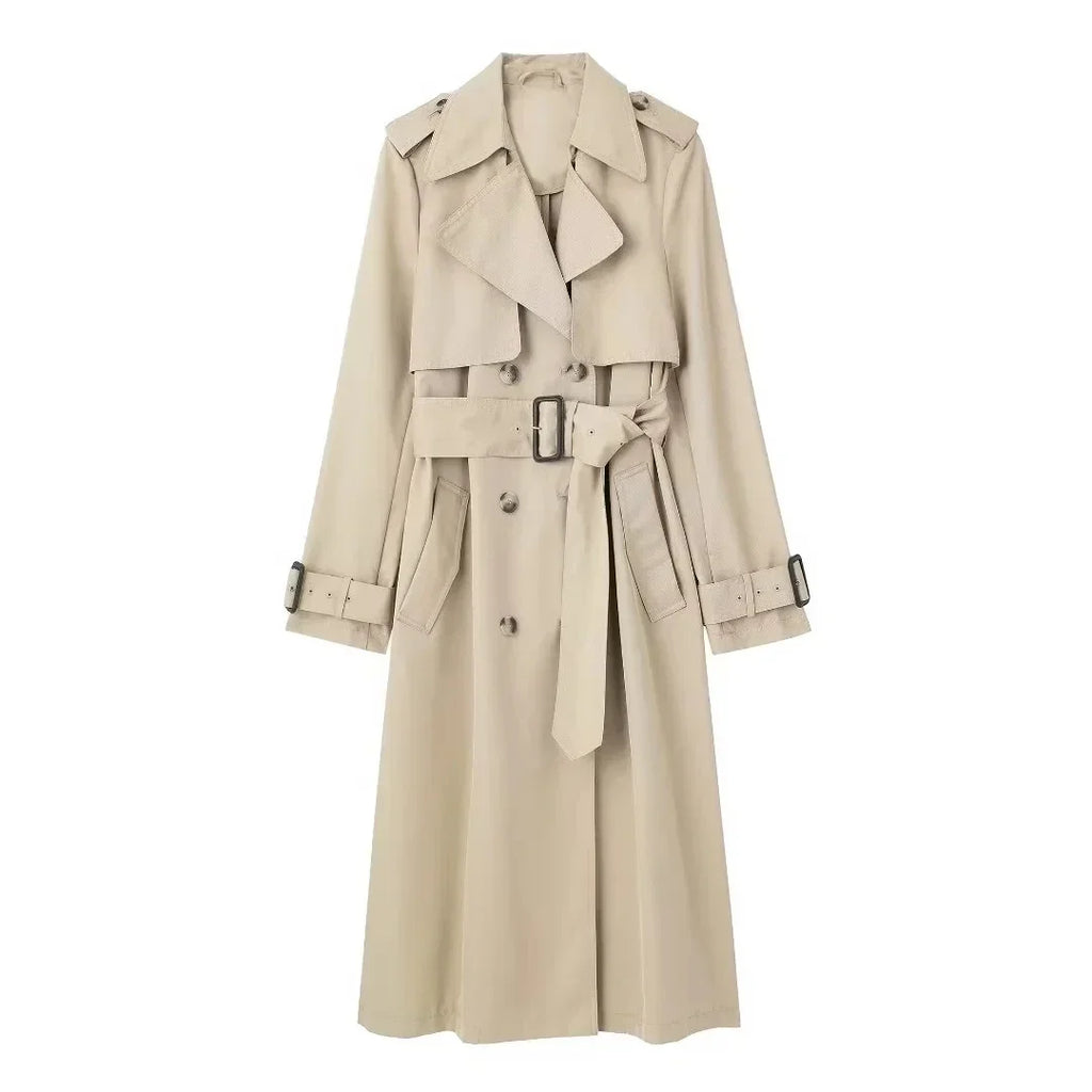 Long Trench Coat Women Double Breasted Women's Fashion Windbreakers Long Sleeve Woman Trench Coat Autumn Outerwear