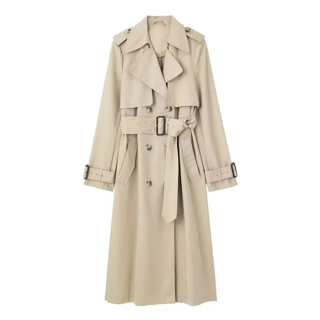 Long Trench Coat Women Double Breasted Women's Fashion Windbreakers Long Sleeve Woman Trench Coat Autumn Outerwear