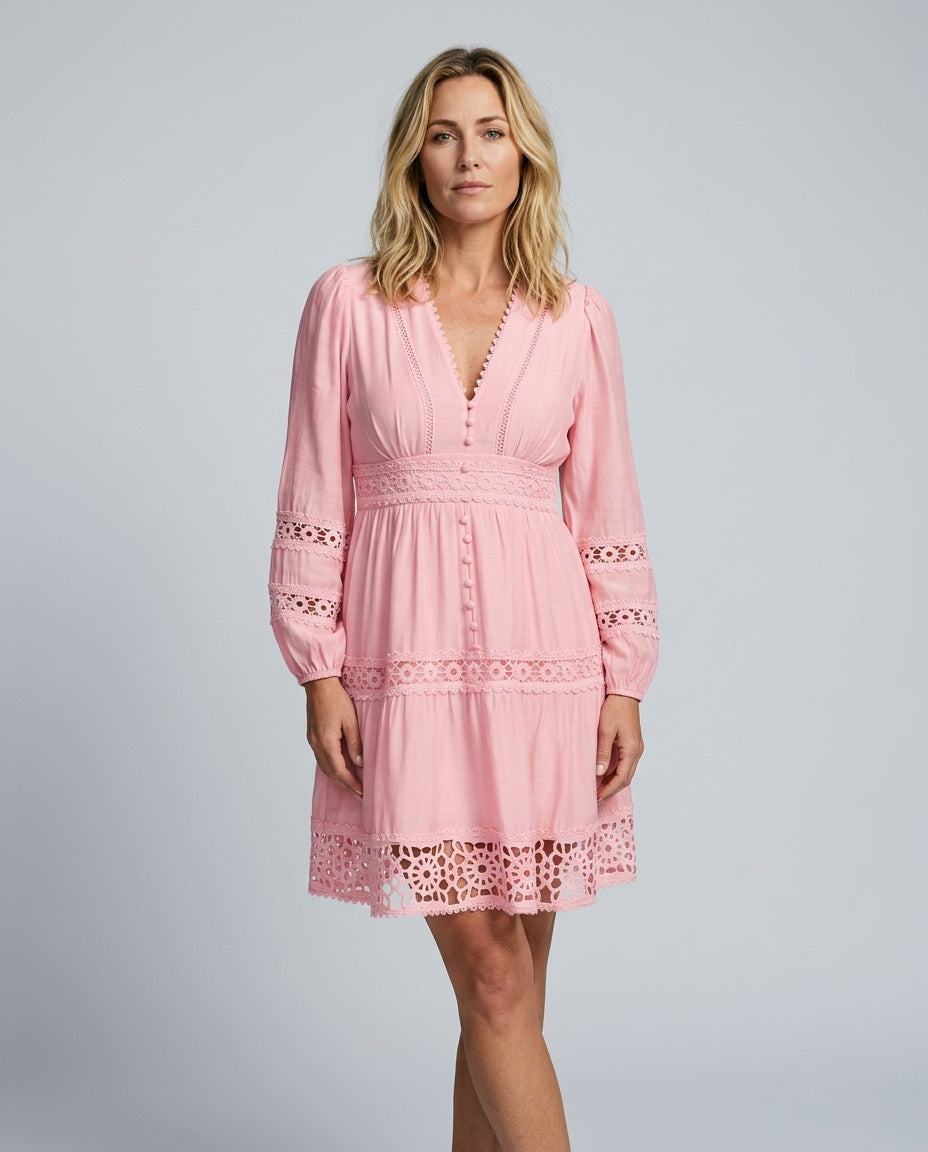 Ada | Vintage Lace-Trim Midi Dress