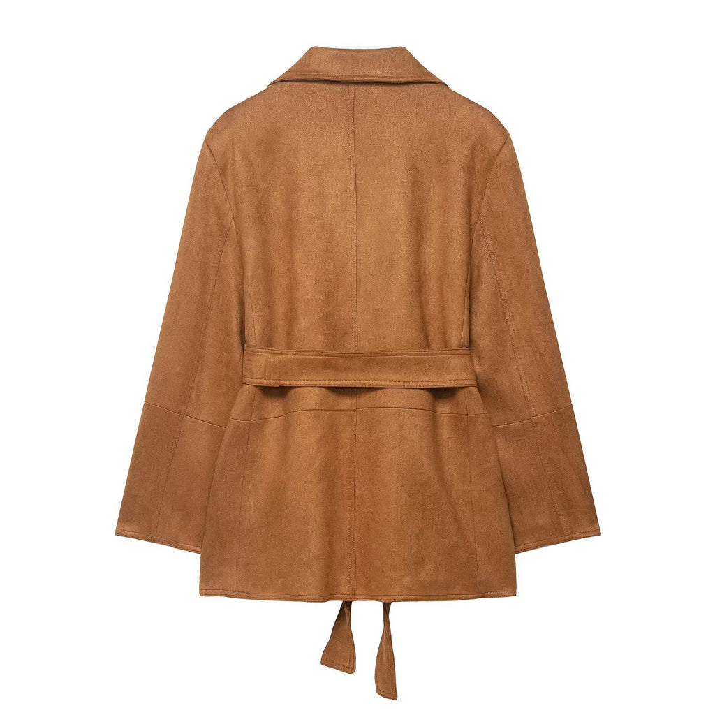 women's suede blazer coat