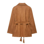 women's suede blazer coat