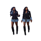 Fashion Casual Women's Patchwork Denim Blazer Coat