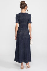 Priya | Short Sleeve Shimmer Knit Midi Dress